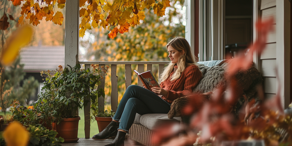 u8629767583_A_woman_sitting_on_a_sofa_on_her_porch_reading_a__8033854e-9c35-41cd-9fde-1d9d39765cb0_1